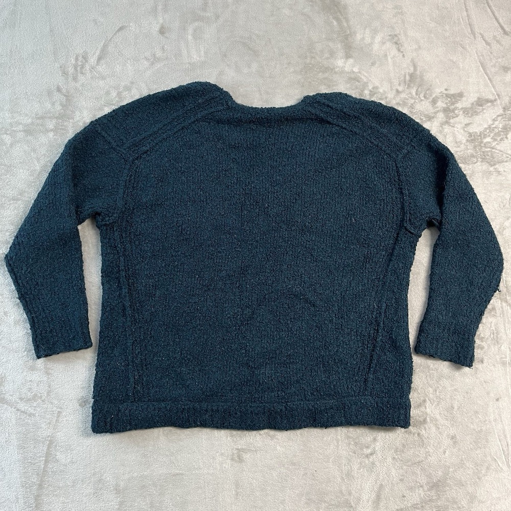 Free People Alpaca Blend Boucle Sweater Womens Small Blue Oversized Cozy Boho - Picture 9 of 14